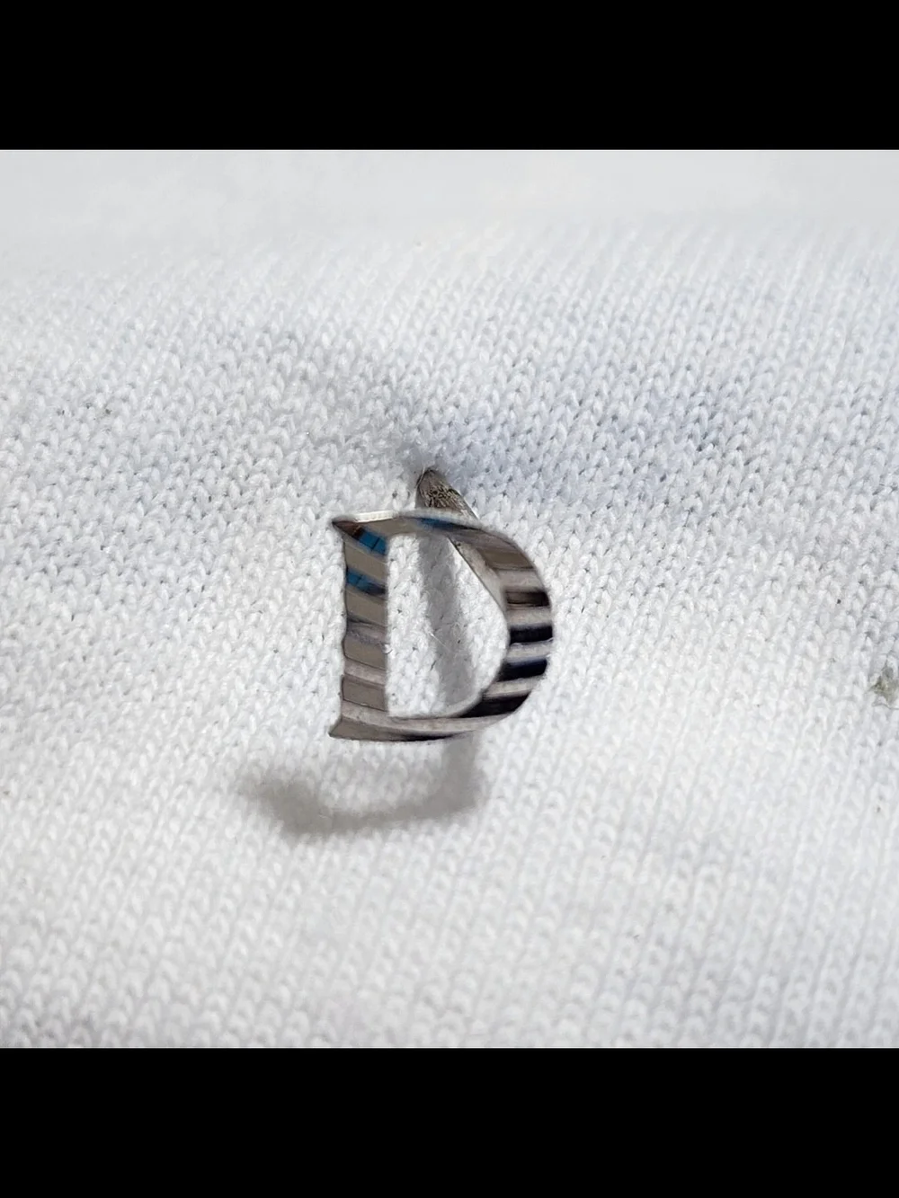 Sterling Silver Letter D Initial Lapel Pin Tie Tack Monogram Vintage